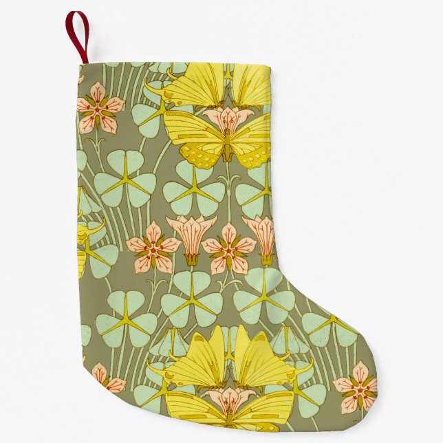 Butterfly Floral botanisch farbig Kleiner Weihnachtsstrumpf (Vorderseite)