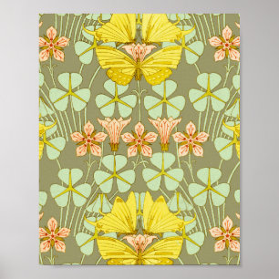 Butterfly Floral botanisch farbig Poster