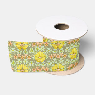 Butterfly Floral botanisch farbig Satinband