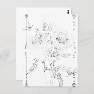BUTTERFLY FLORAL   Cartes postales peignables©