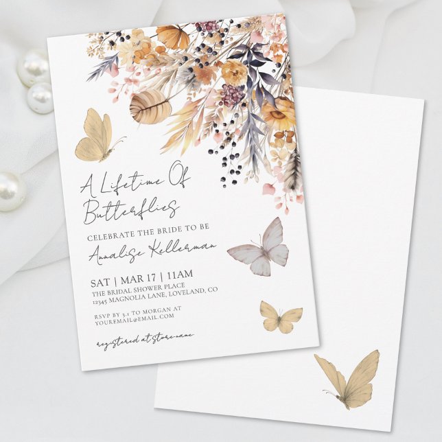 Butterfly Floral Fall Brautparty Einladung (Butterfly Floral Fall Bridal Shower Invitation)