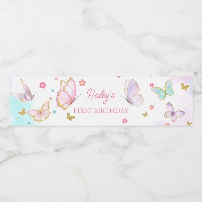 Butterfly Floral Geburtstag (Einzelnes Label)