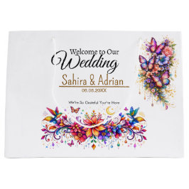 Butterfly Floral Gift Bag -Customization Available Große Geschenktüte