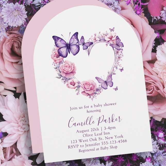 Butterfly Floral Girl Babydusche Einladung (Von Creator hochgeladen)