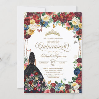 Butterfly Floral mexikanische Stickerei Quinceaner Einladung