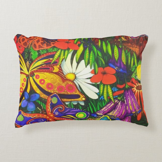 Butterfly Floral Natural Gold Metallic Dekokissen (Vorderseite)