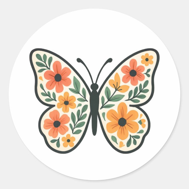 Butterfly Floral Vintag Stickers (Vorderseite)