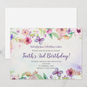 Butterfly Floral Watercolor Geburtstag Einladung