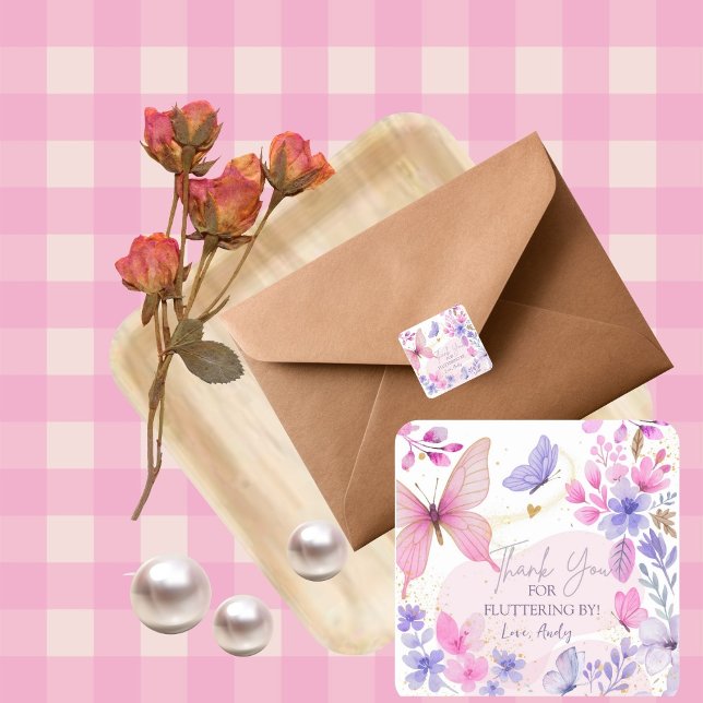 Butterfly  Fluttering  Birthday girl  Quadratischer Aufkleber (Von Creator hochgeladen)