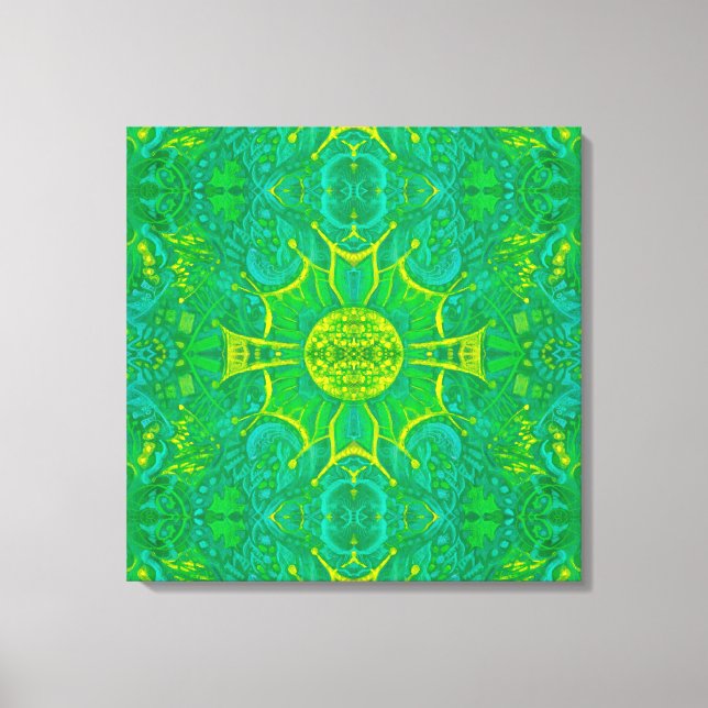 Butterfly Forest Bohemisch Arabesque Mandala Gree Leinwanddruck (Vorderseite)