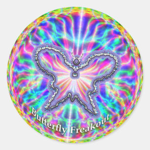 Butterfly Freakout-Sticker Runder Aufkleber