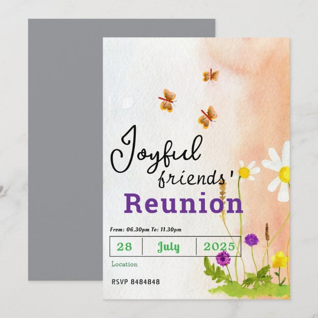 Butterfly Friends' Reunion Invitations  Einladung (Vorne/Hinten)
