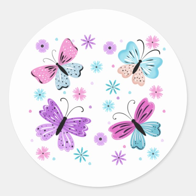Butterfly Friends Runder Aufkleber (Vorderseite)