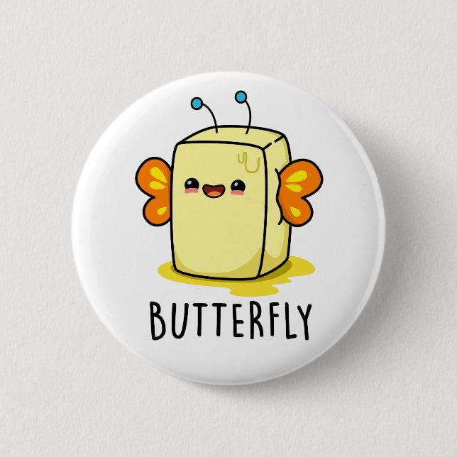 Butterfly-Funny Butter mit Flügelpuppe Button (Vorderseite)