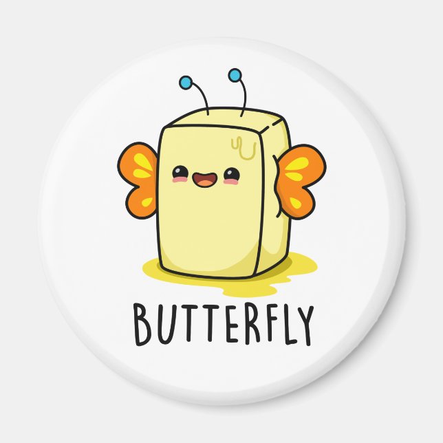 Butterfly-Funny Butter mit Flügelpuppe Magnet (Vorne)