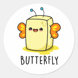 Butterfly-Funny Butter mit Flügelpuppe Runder Aufkleber