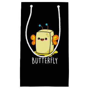 Butterfly Funny Butter with Wings Pun Dark BG Kleine Geschenktüte