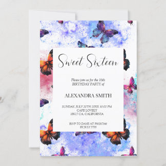 Butterfly-Galaxie 16 . Geburtstag Einladung