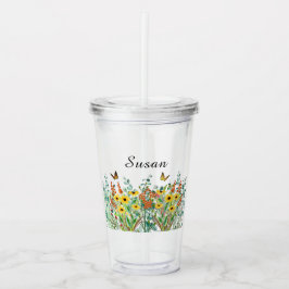 Butterfly Garden Blume Personalisiert Acryltrinkbecher