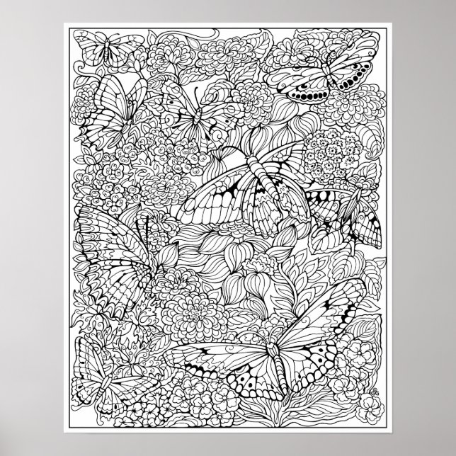 Butterfly Garden Coloring Poster (Vorne)