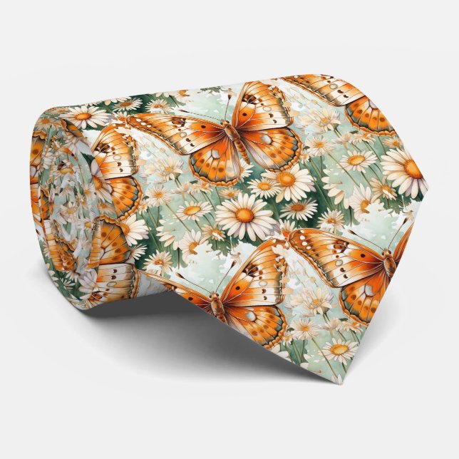 Butterfly Garden Elegantes Muster Neck Tie Krawatte (Gerollt)