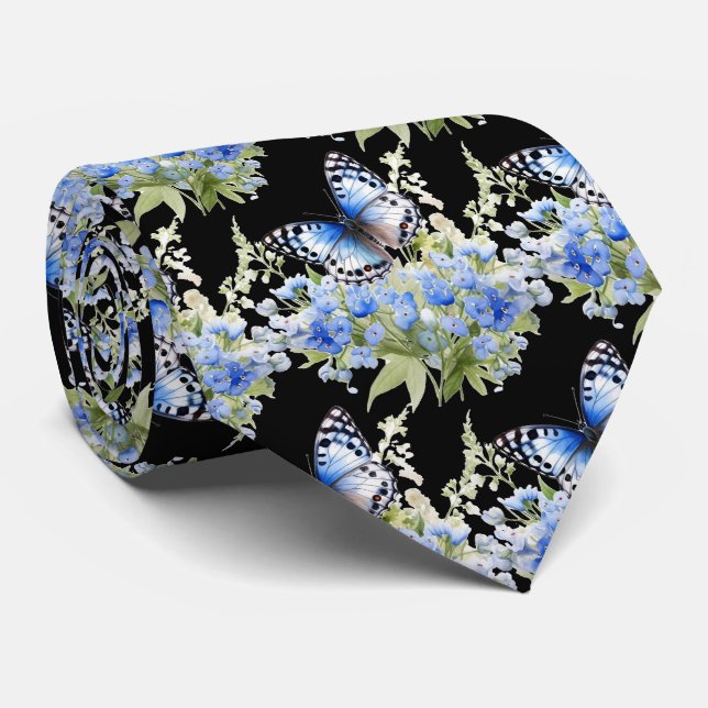 Butterfly Garden Elegantes Muster Neck Tie Krawatte (Gerollt)