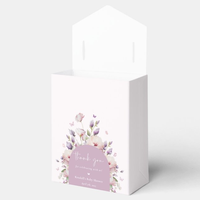 Butterfly Garden Floral Baby Dusche Vielen Dank Geschenkschachtel (Geöffnet)