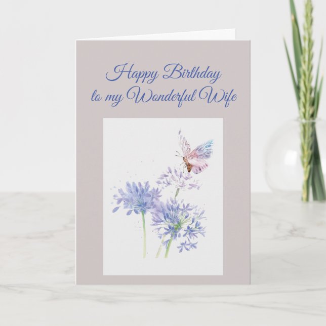 Butterfly Garden Flower Birthday Special Wife Karte (Vorderseite)