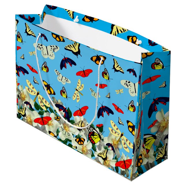 Butterfly Garden Große Geschenktüte (Rückseite Schrägansicht)