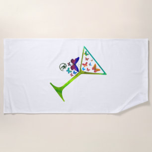 Butterfly Garden Martini Pop Art Beach Handtuch
