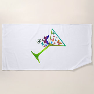 Butterfly Garden Martini Pop Art Beach Handtuch