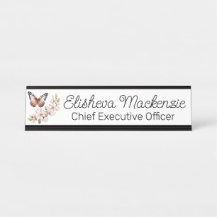 Butterfly Garden Orange und White Office Schreibtischnamensplakette