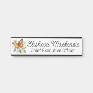 Butterfly Garden Orange und White Office Türschild