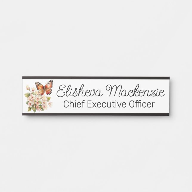 Butterfly Garden Orange und White Office Türschild (Vorderseite )