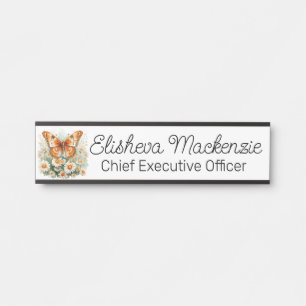 Butterfly Garden Orange und White Office Türschild