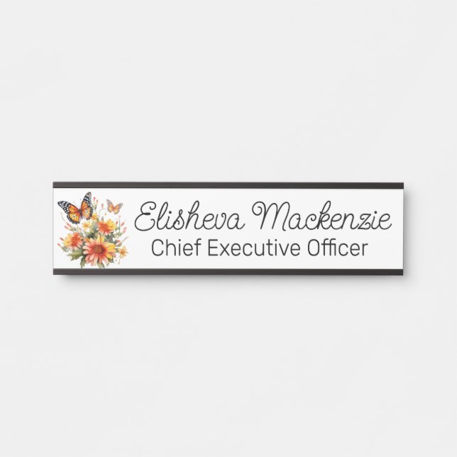 Butterfly Garden Orange und White Office Türschild (Vorderseite )