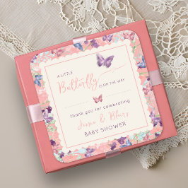 Butterfly Garden Pastel Wildblume Babydusche Quadratischer Aufkleber