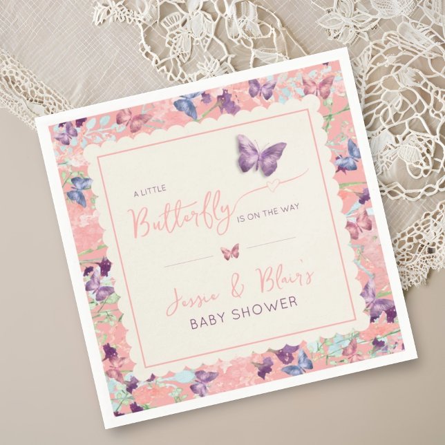 Butterfly Garden Pastel Wildblume Babydusche Serviette (Von Creator hochgeladen)