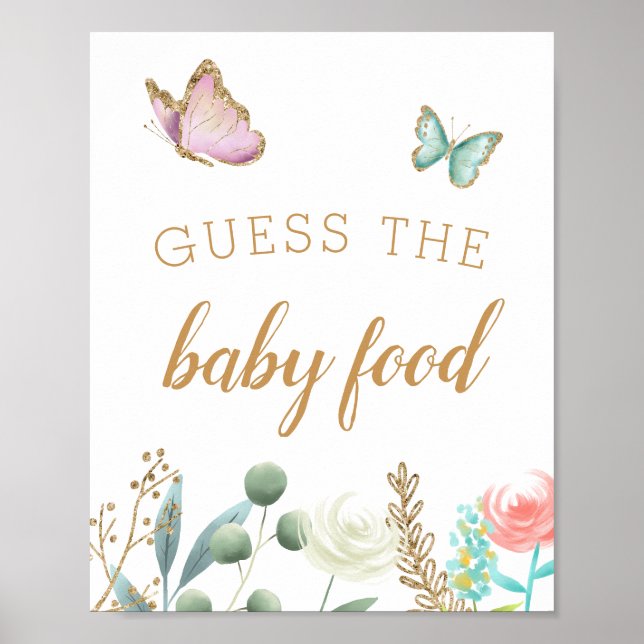 Butterfly Garden rät das Baby Food-Zeichen Poster (Vorne)