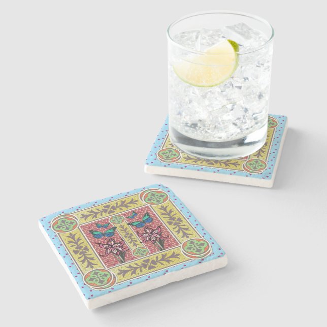 Butterfly Garden Steinuntersetzer (Seitenansicht)