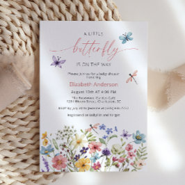 Butterfly Garden Wildblume Girl Babydusche Einladung