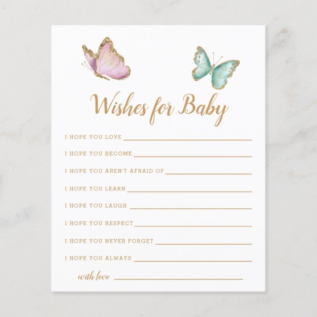 Butterfly Garden wünscht eine Babykarte (Vorderseite)