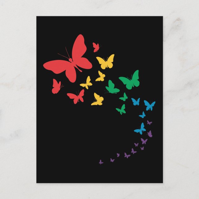 Butterfly-Gay Pride-Longbug farbige Flagge Postkarte (Vorderseite)