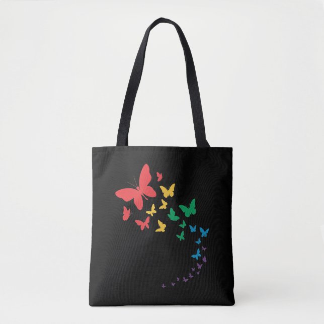 Butterfly-Gay Pride-Longbug farbige Flagge Tasche (Vorderseite)