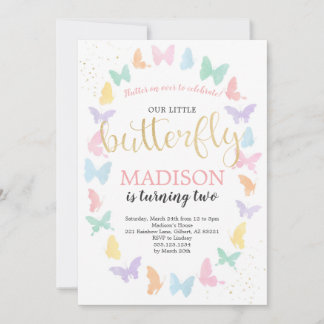 Butterfly Geburtstagsparty Einladung Regenbogenfar