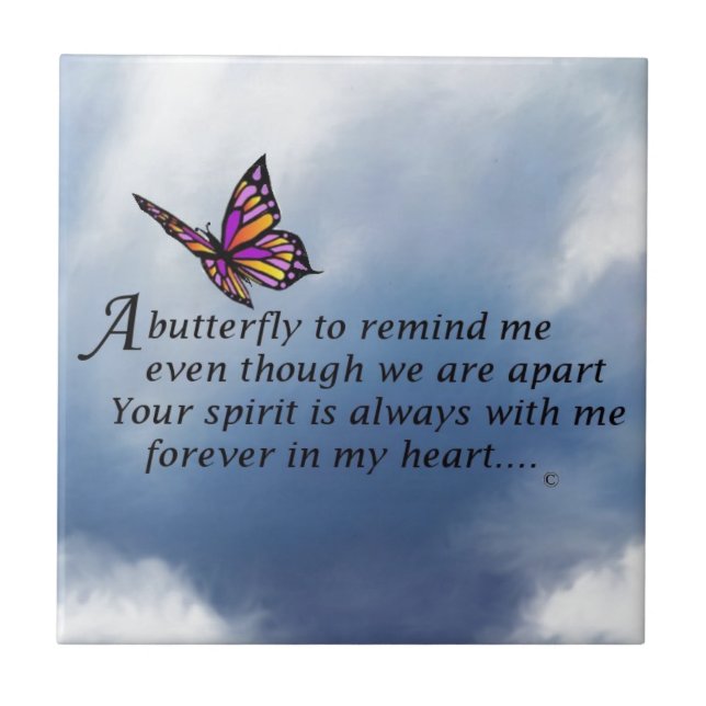 Butterfly-Gedächtnisgedicht Fliese (Vorderseite)