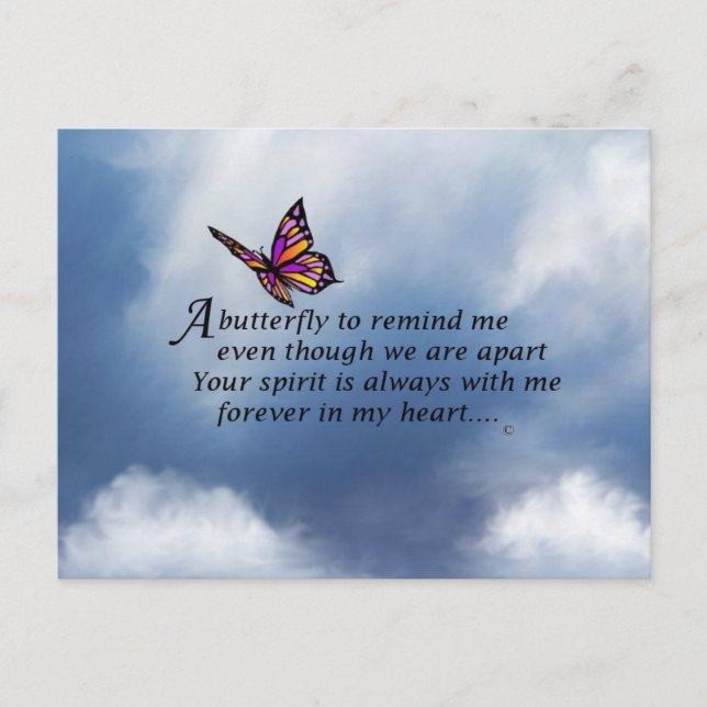 Butterfly-Gedächtnisgedicht Postkarte (Vorderseite)