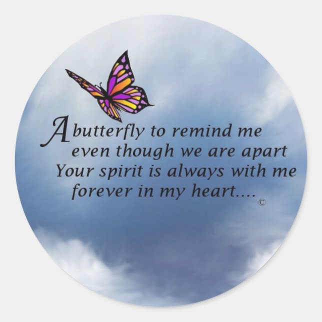 Butterfly-Gedächtnisgedicht Runder Aufkleber (Vorderseite)
