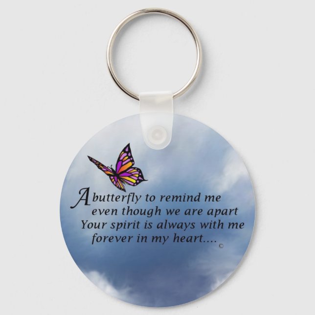 Butterfly-Gedächtnisgedicht Schlüsselanhänger (Vorderseite)