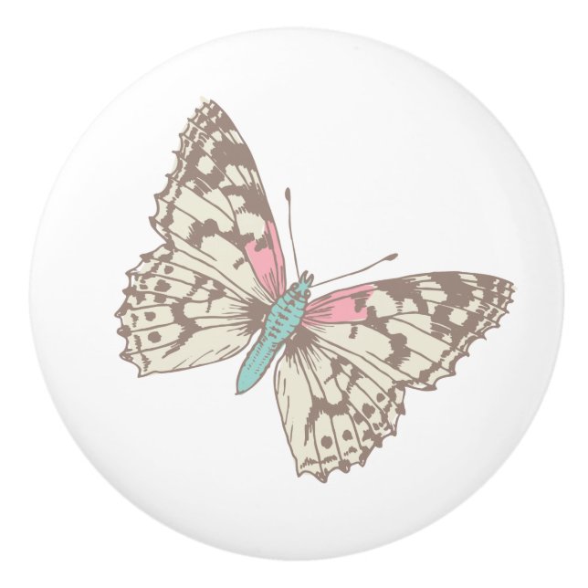 Butterfly-Gemälde-Dame skizzierte einen Türknauf Keramikknauf (Vorderseite)